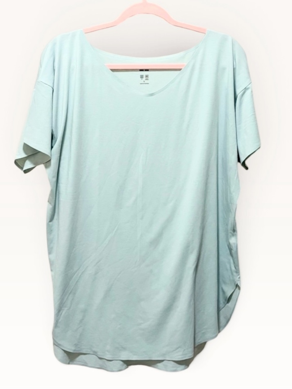 Uniqlo AIRism Oversized V Neck Tunic Tee Blue Women’s L